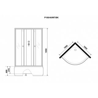 Niagara Promo P100/40/MT/BK Душевая кабина 100х100 см, без крыши